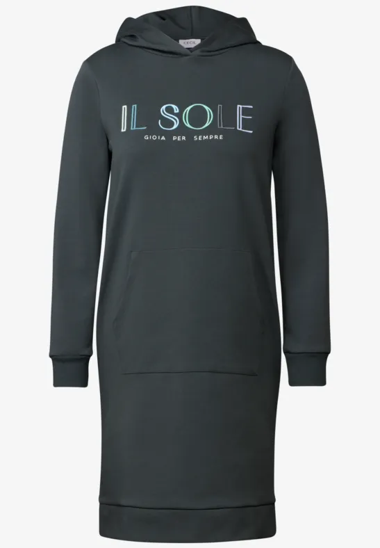 Robe à capuche avec broderie slate khaki