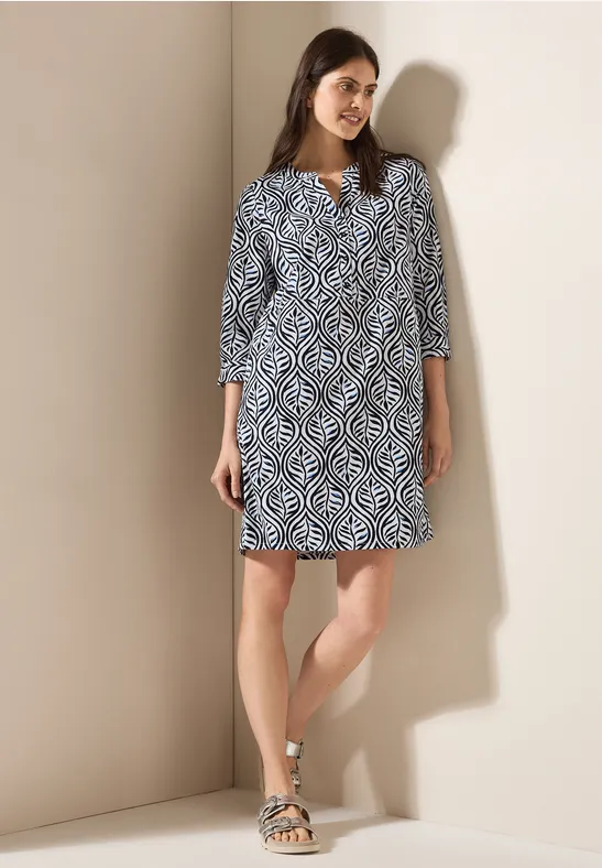 Gemustertes Tunika-Kleid universal blue