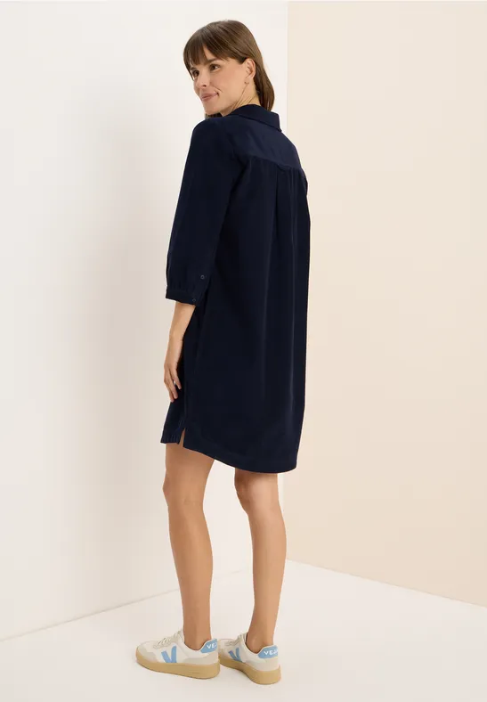 Cordkleid in Unifarbe urban dark blue