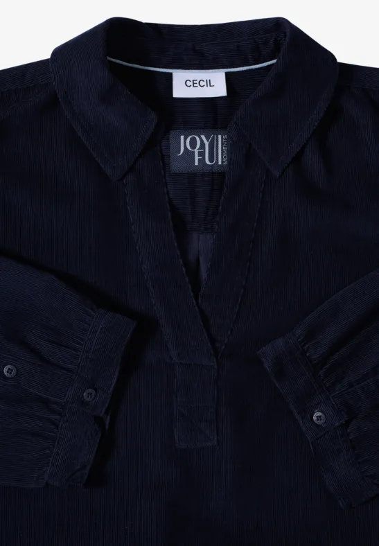 Cordkleid in Unifarbe urban dark blue