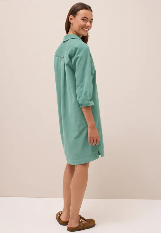 Robe en velours côtelé en couleur unie jewel green
