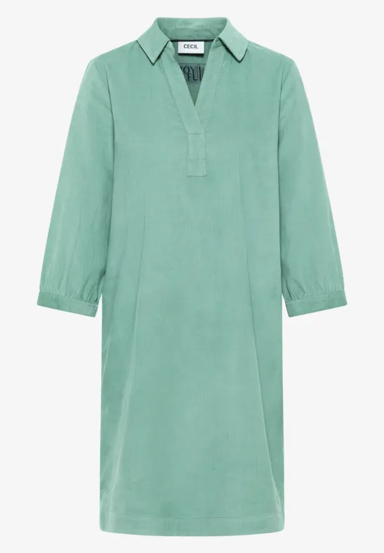 Robe en velours côtelé en couleur unie jewel green