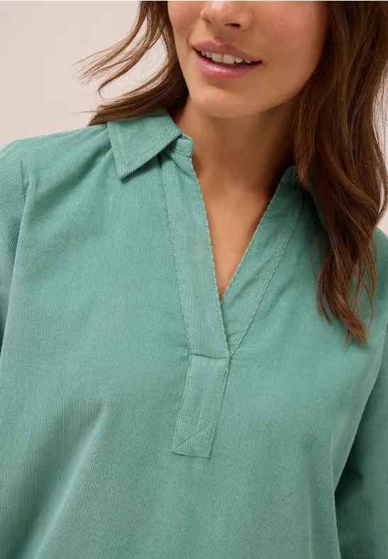 Robe en velours côtelé en couleur unie jewel green
