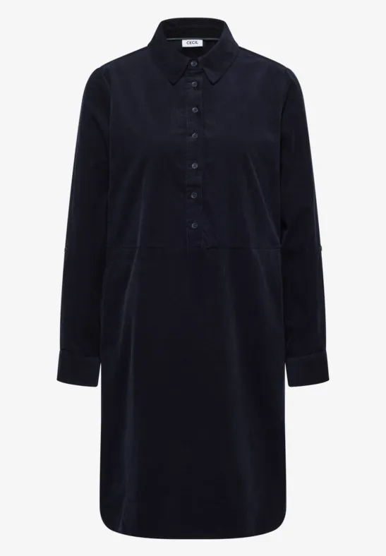 Cordkleid in Unifarbe urban dark blue