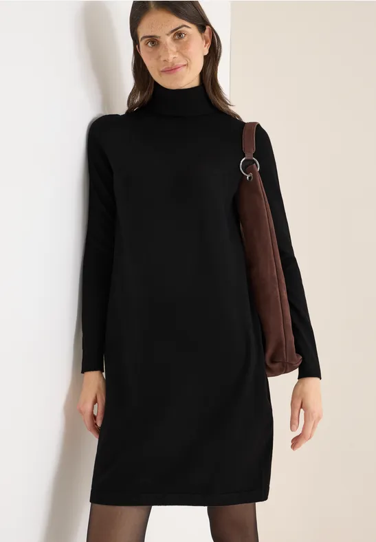 Kuscheliges Rollkragen Kleid Black