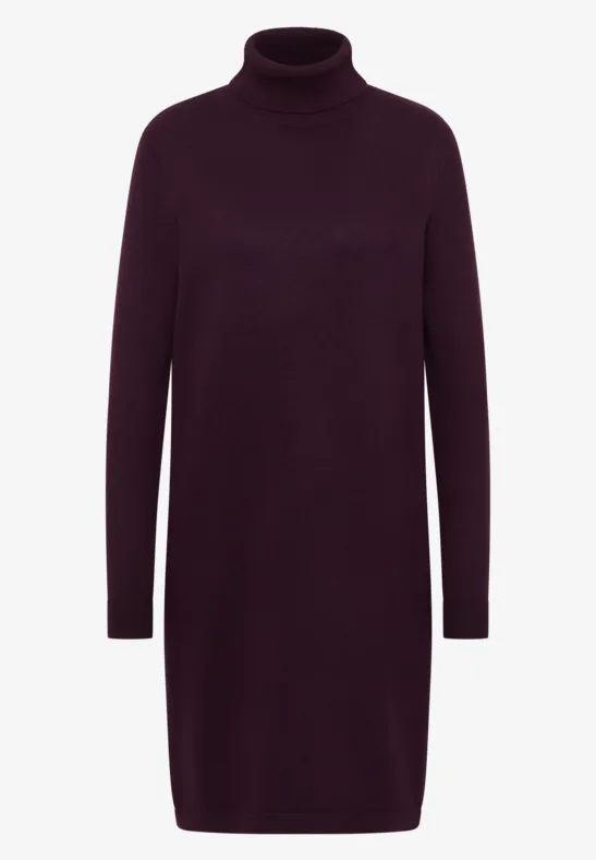 Kuscheliges Rollkragen Kleid eggplant red