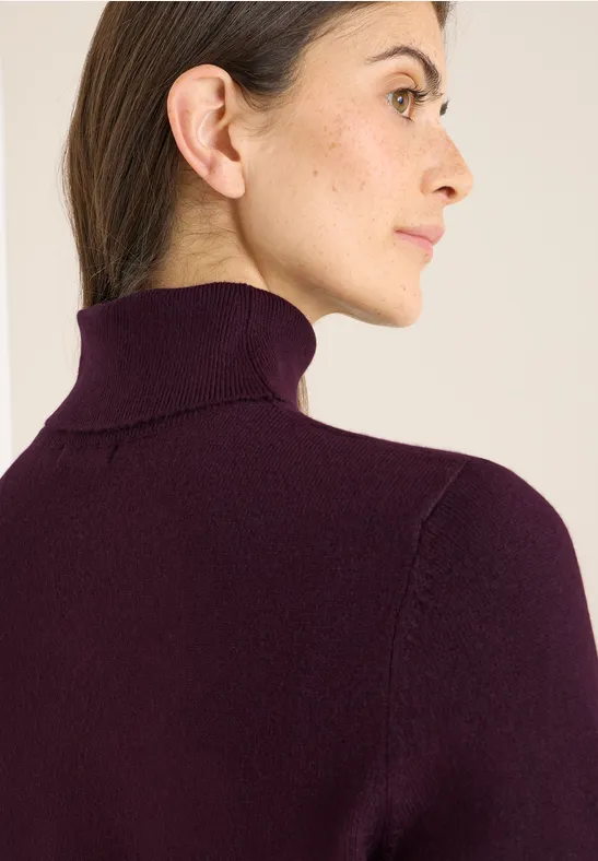 Kuscheliges Rollkragen Kleid eggplant red