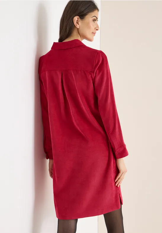 Cordkleid in Unifarbe beaujolais red