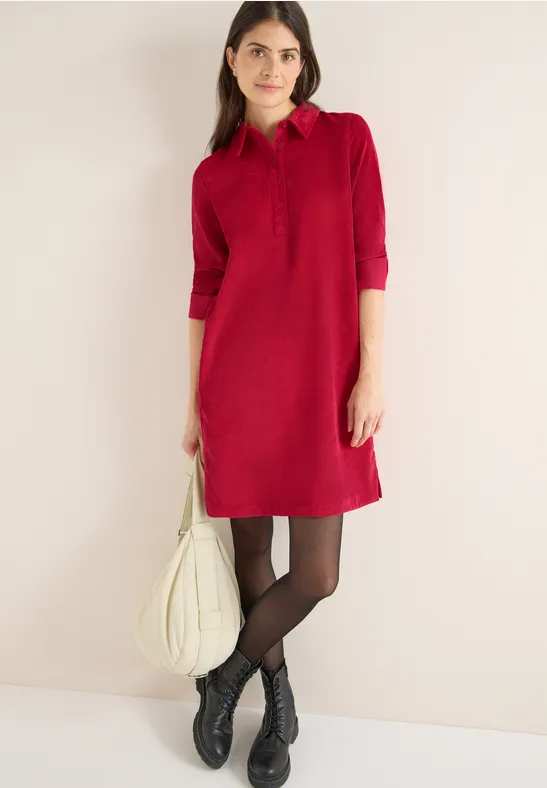 Cordkleid in Unifarbe beaujolais red