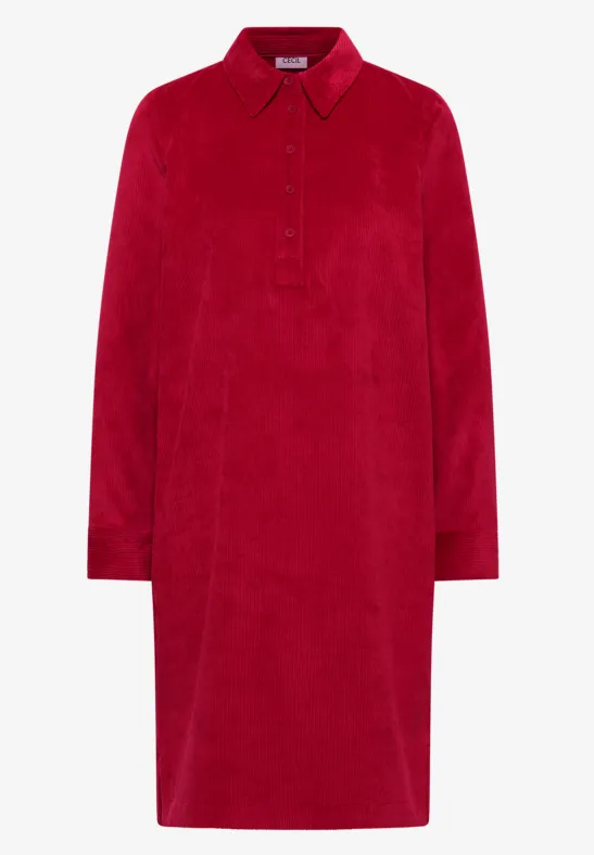 Cordkleid in Unifarbe beaujolais red