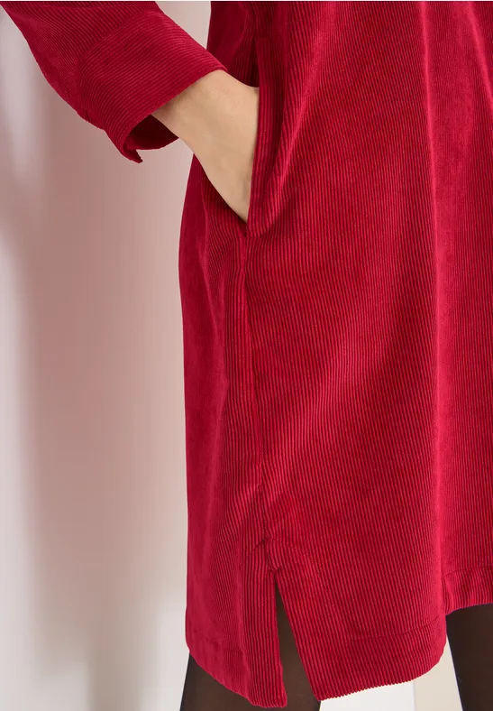 Cordkleid in Unifarbe beaujolais red