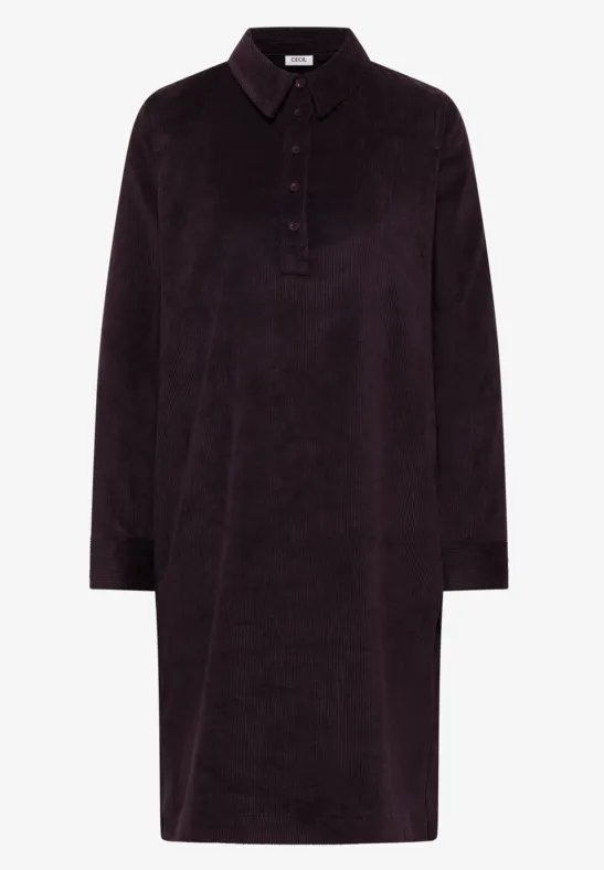Cordkleid in Unifarbe eggplant red