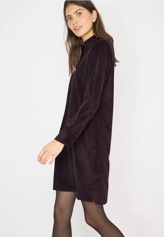 Cordkleid in Unifarbe eggplant red