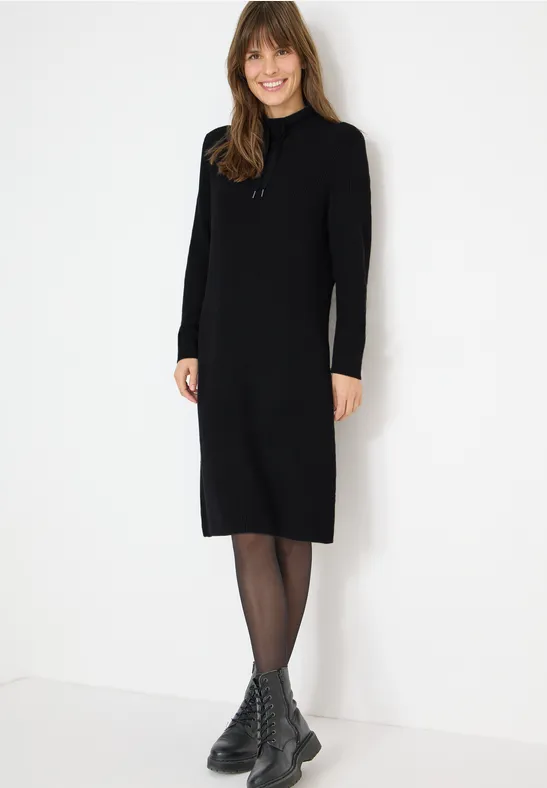 Cosy Rippstruktur Kleid Black