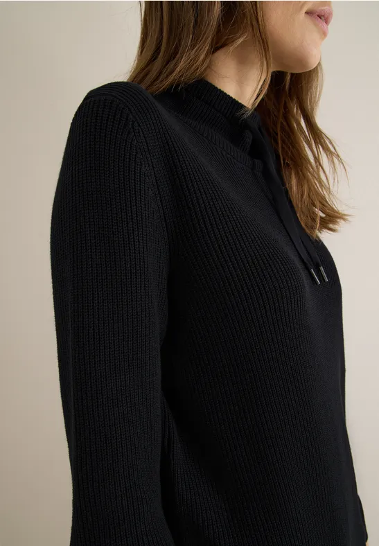 Cosy Rippstruktur Kleid Black