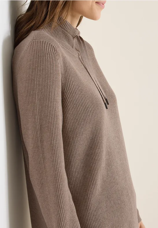 Cosy Rippstruktur Kleid taupe melange