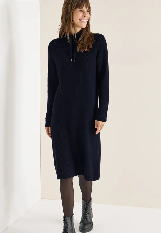 Cosy Rippstruktur Kleid urban dark blue