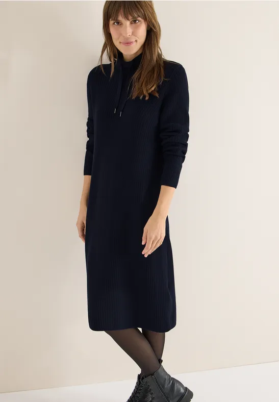 Cosy Rippstruktur Kleid urban dark blue