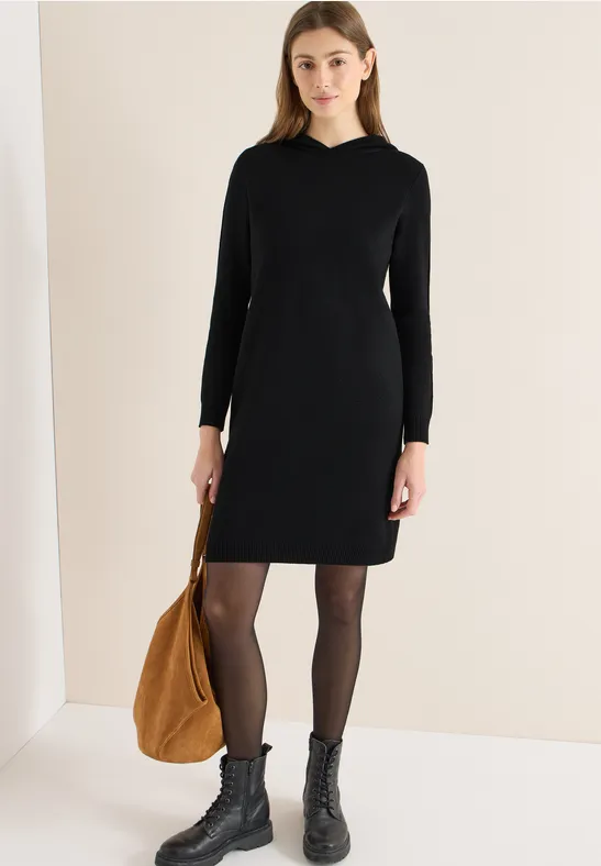 Glitzerkleid mit Kapuze Black