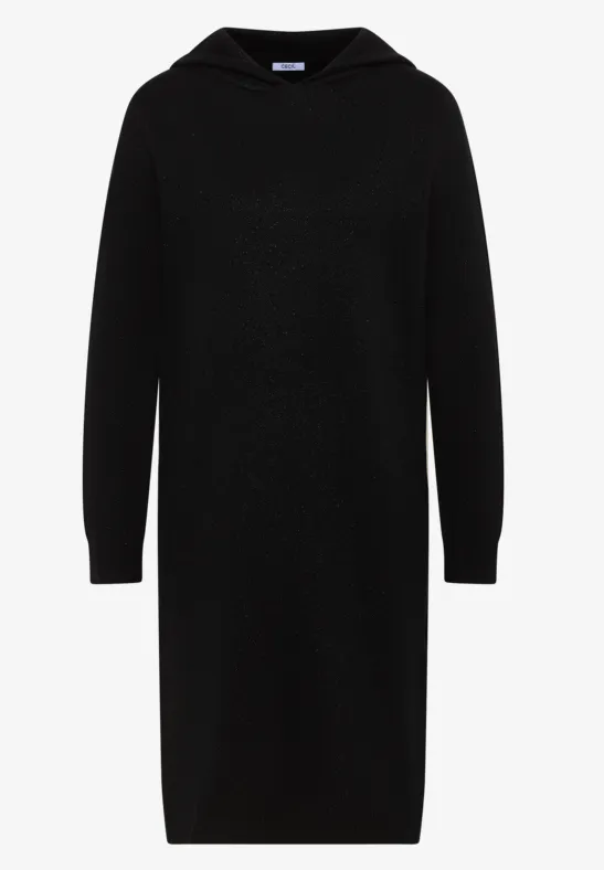 Glitzerkleid mit Kapuze Black