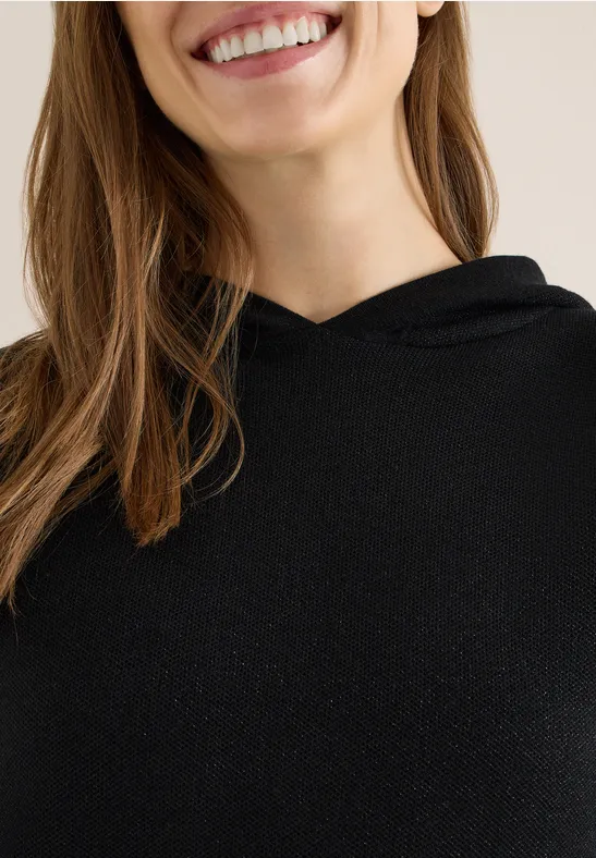 Glitzerkleid mit Kapuze Black