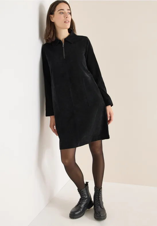 Cordkleid mit Zipper Black
