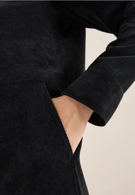 Cordkleid mit Zipper Black