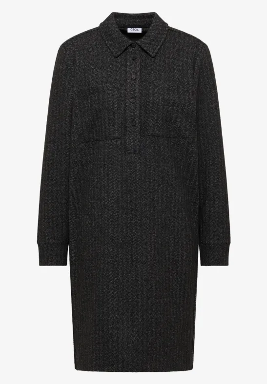 Two-Tone Strukturkleid Black