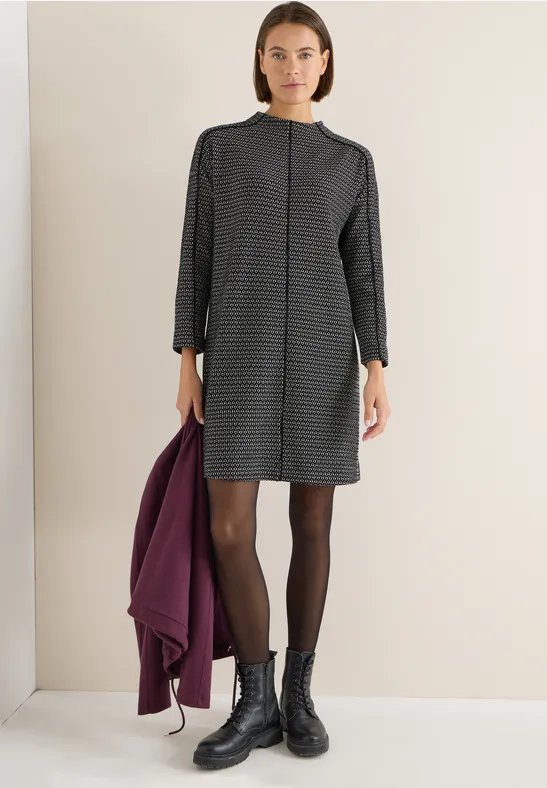 Two Tone Strukturkleid Black