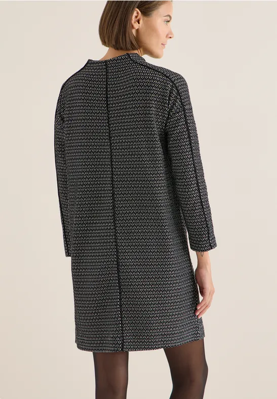 Two Tone Strukturkleid Black