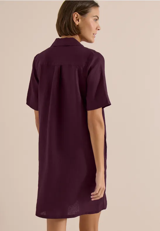 Knielanges Kleid aus reinem Leinen rich burgundy