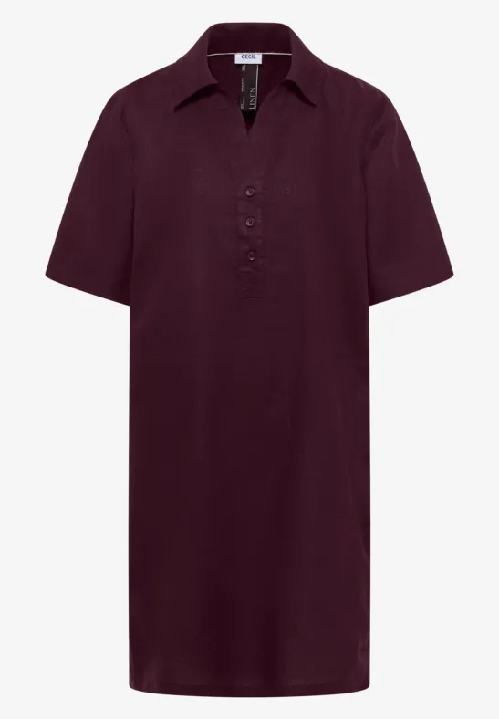 Knielanges Kleid aus reinem Leinen rich burgundy