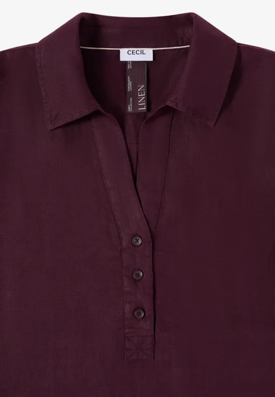 Knielanges Kleid aus reinem Leinen rich burgundy