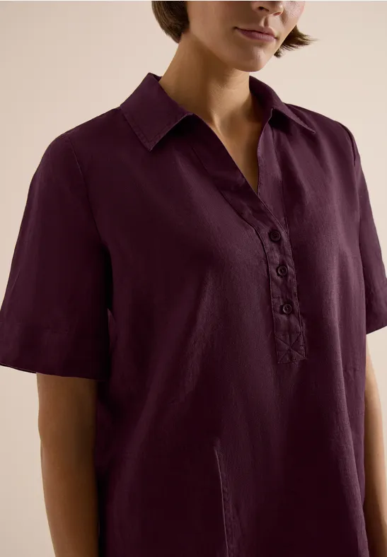 Knielanges Kleid aus reinem Leinen rich burgundy