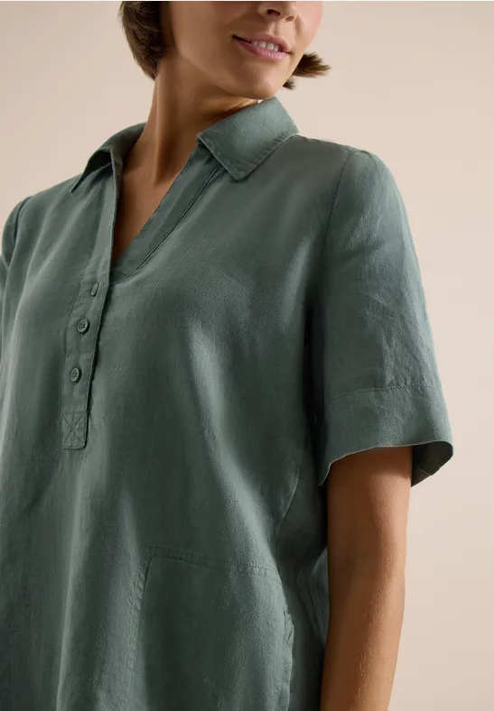 Knielanges Kleid aus Leinen just khaki