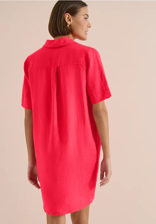 Knielanges Kleid aus Leinen fresh red