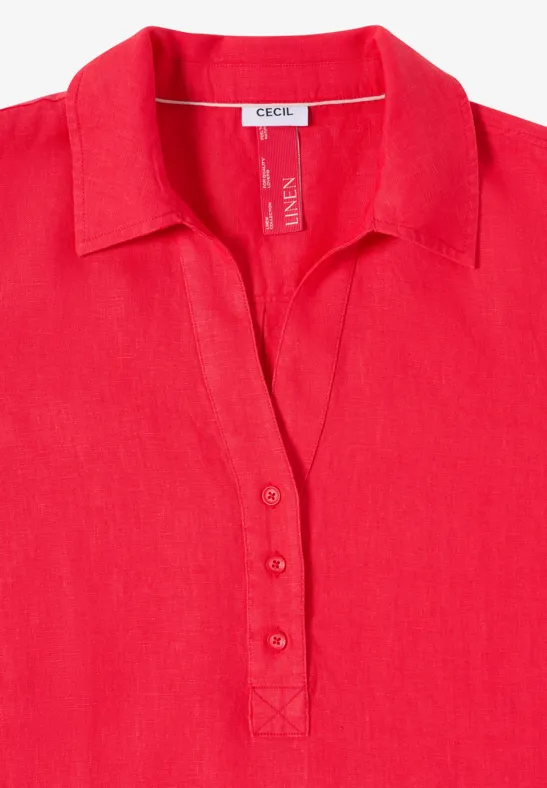 Knielanges Kleid aus Leinen fresh red