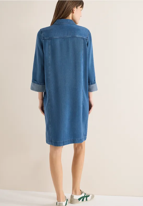 Denim-Look Kleid mid blue wash