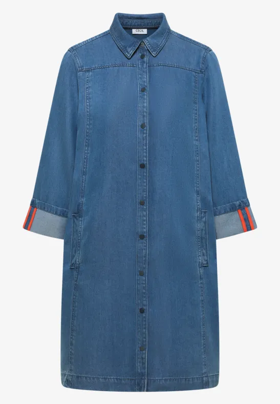 Denim-Look Kleid mid blue wash