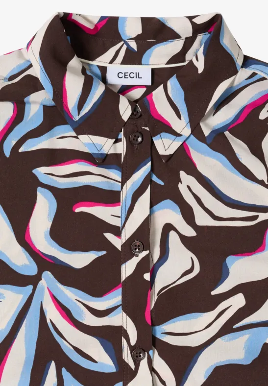 Midi-Kleid mit Print und Taschen macchiato brown