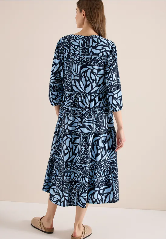 Midi-Kleid mit Patchwork-Print universal blue