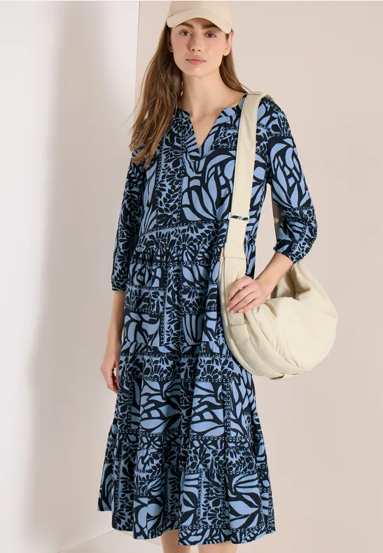 Midi-Kleid mit Patchwork-Print universal blue