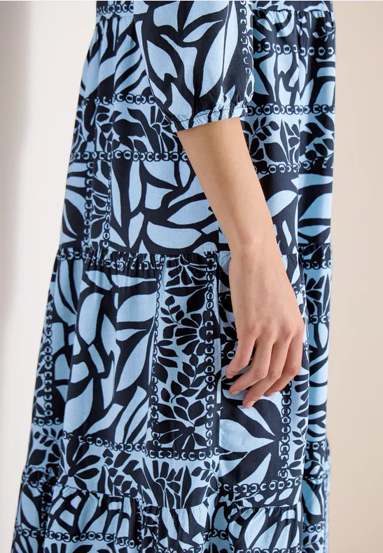 Midi-Kleid mit Patchwork-Print universal blue