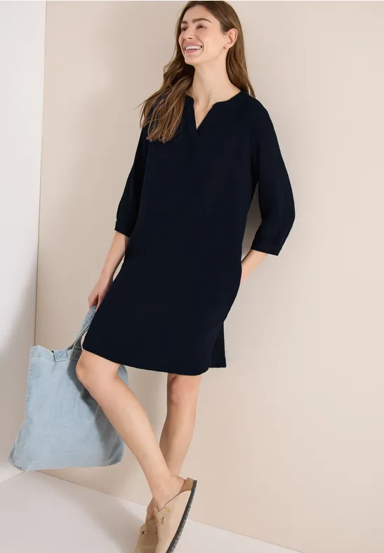 Knielanges Kleid in Musselin-Qualität universal blue