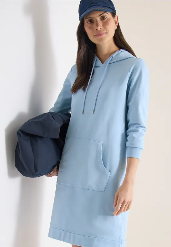Knielanges Kleid mit Kapuze fresh water blue