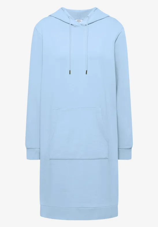 Knielanges Kleid mit Kapuze fresh water blue