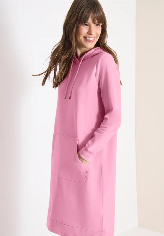 Knielanges Kleid mit Kapuze flamingo rose