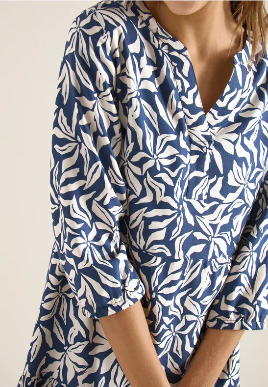 Knielanges Kleid mit Volants sporty denim blue