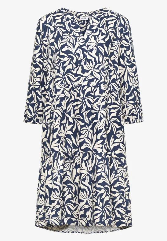 Knielanges Kleid mit Volants sporty denim blue