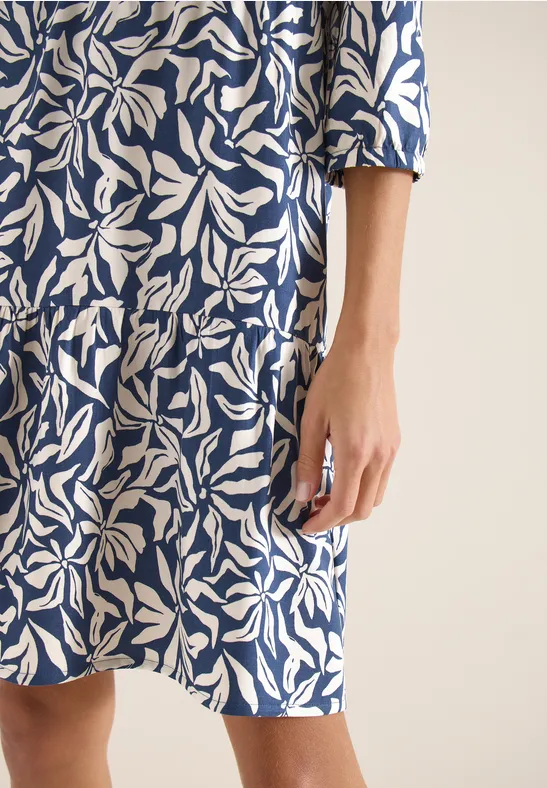 Knielanges Kleid mit Volants sporty denim blue